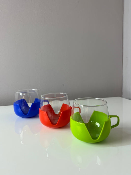 Set: 3x Glasbecher rot grün blau Made in Holland