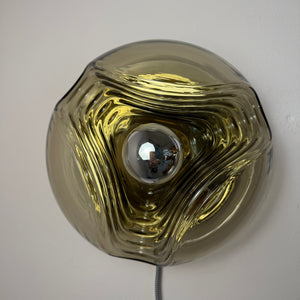 Kleine Wandlampe Futura Rauchglas Messing von Koch & Lowy für Peill & Putzler