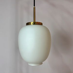 Hängelampe Opalglas Messing von Bent Karlby für Lyfa