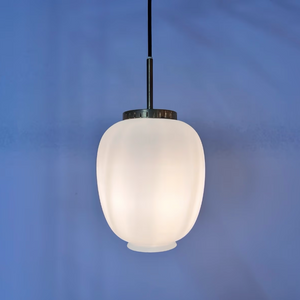 Hängelampe Opalglas Messing von Bent Karlby für Lyfa
