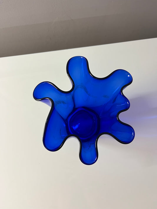 Vase Fazoletto blau Glas