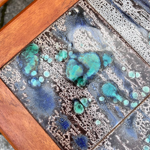 Satztische grau grün Fliesen Teak aus Dänemark