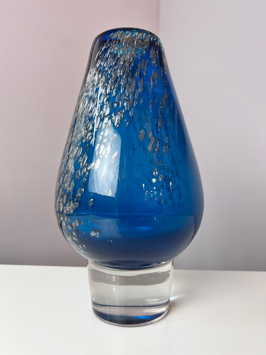 Vase blau Glas von von Heinrich Löffelhardt für Schott Zwiesel
