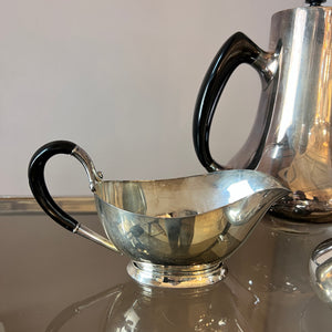Set: Kanne, Zuckerdose, Milchkännchen & Sauciere Teile EPNS versilbert von Hans Bunde für COHR Denmark