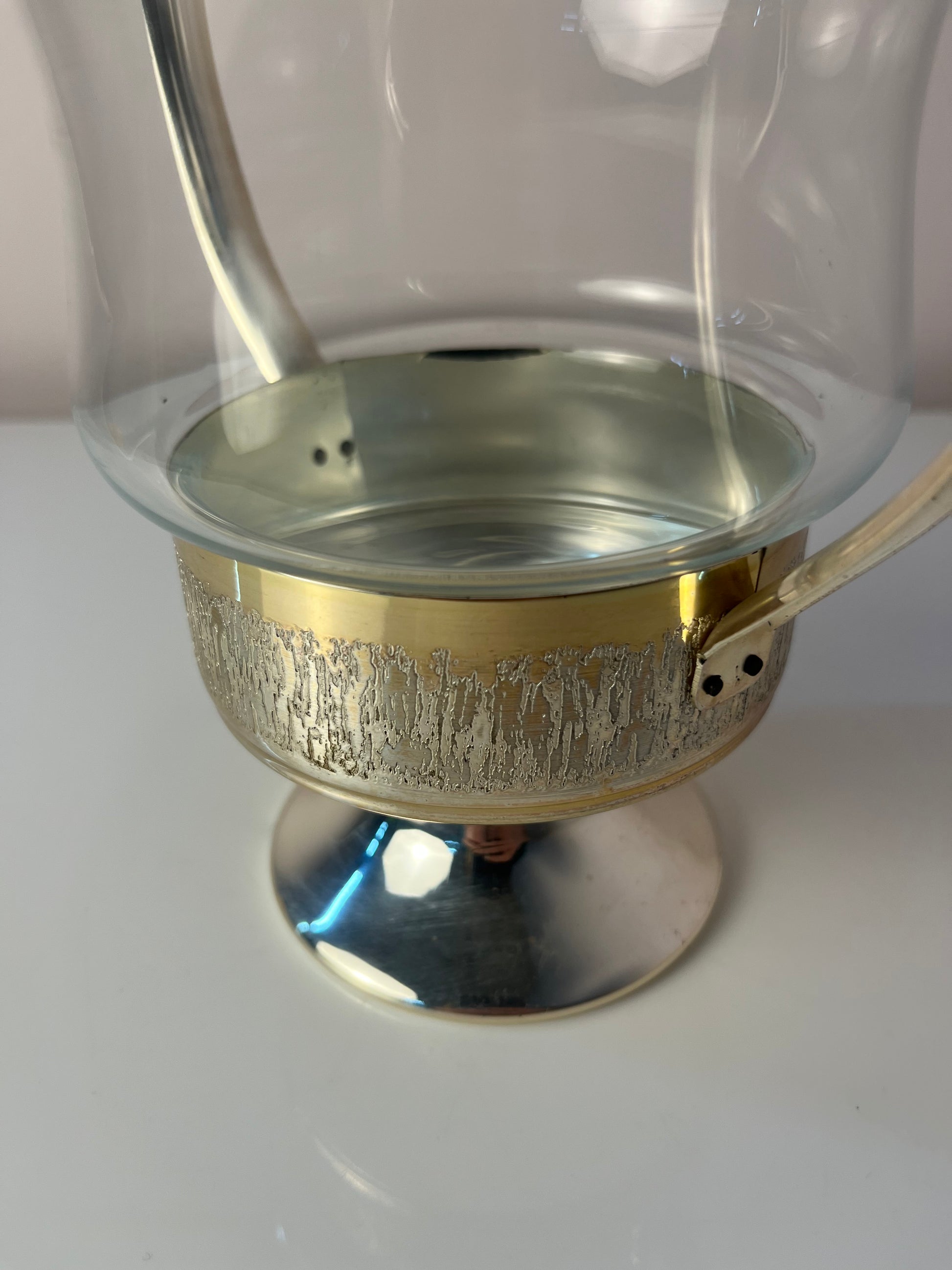Henkelschale versilbert mit Glaseinsatz