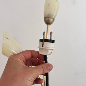 Stehlampe mit zwei Schwanenhalsarmen Messing