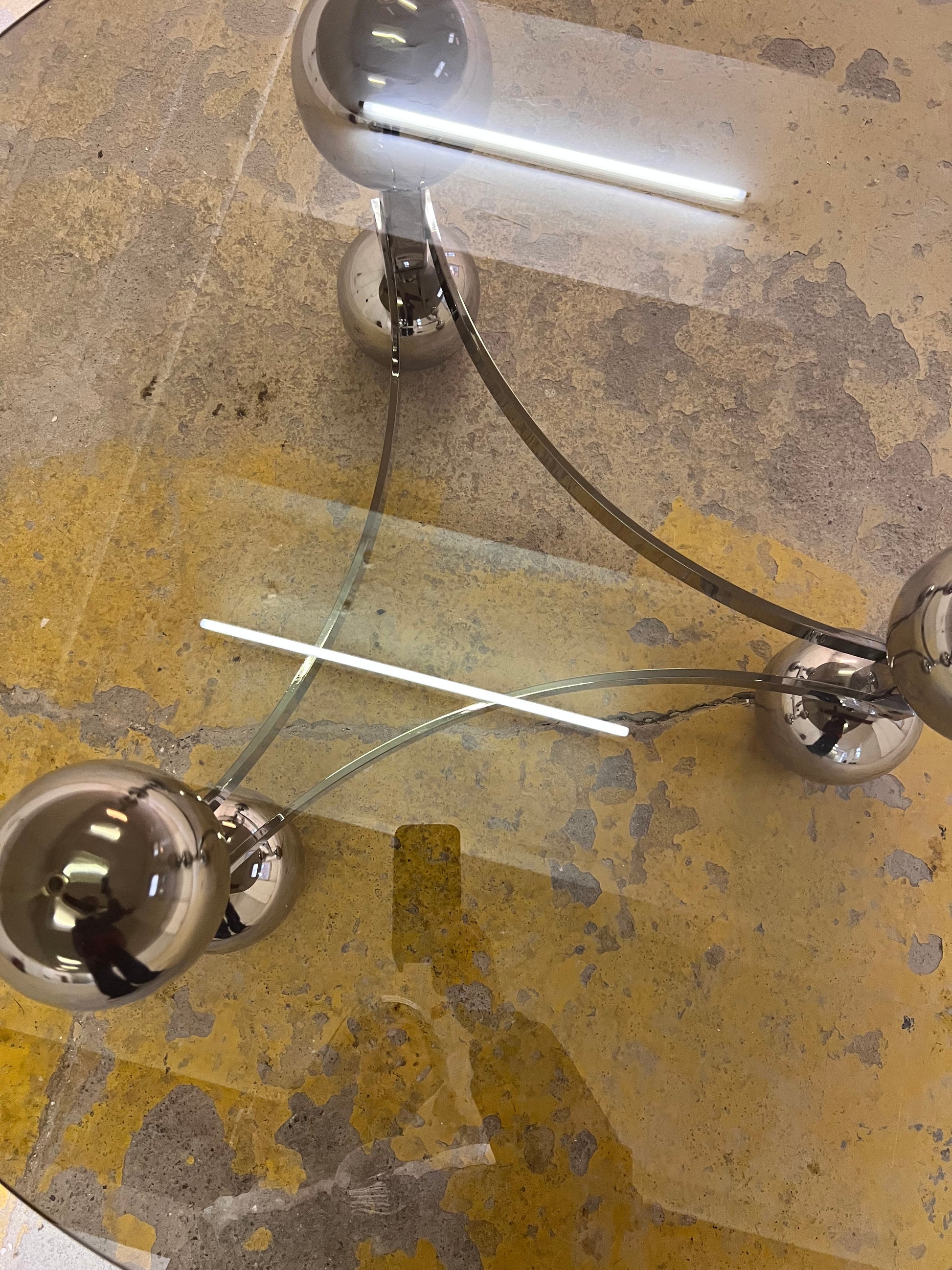 Couchtisch Chrom & Rauchglas 70er Space Age Design