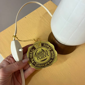 Tischlampe Teak Glas von Temde