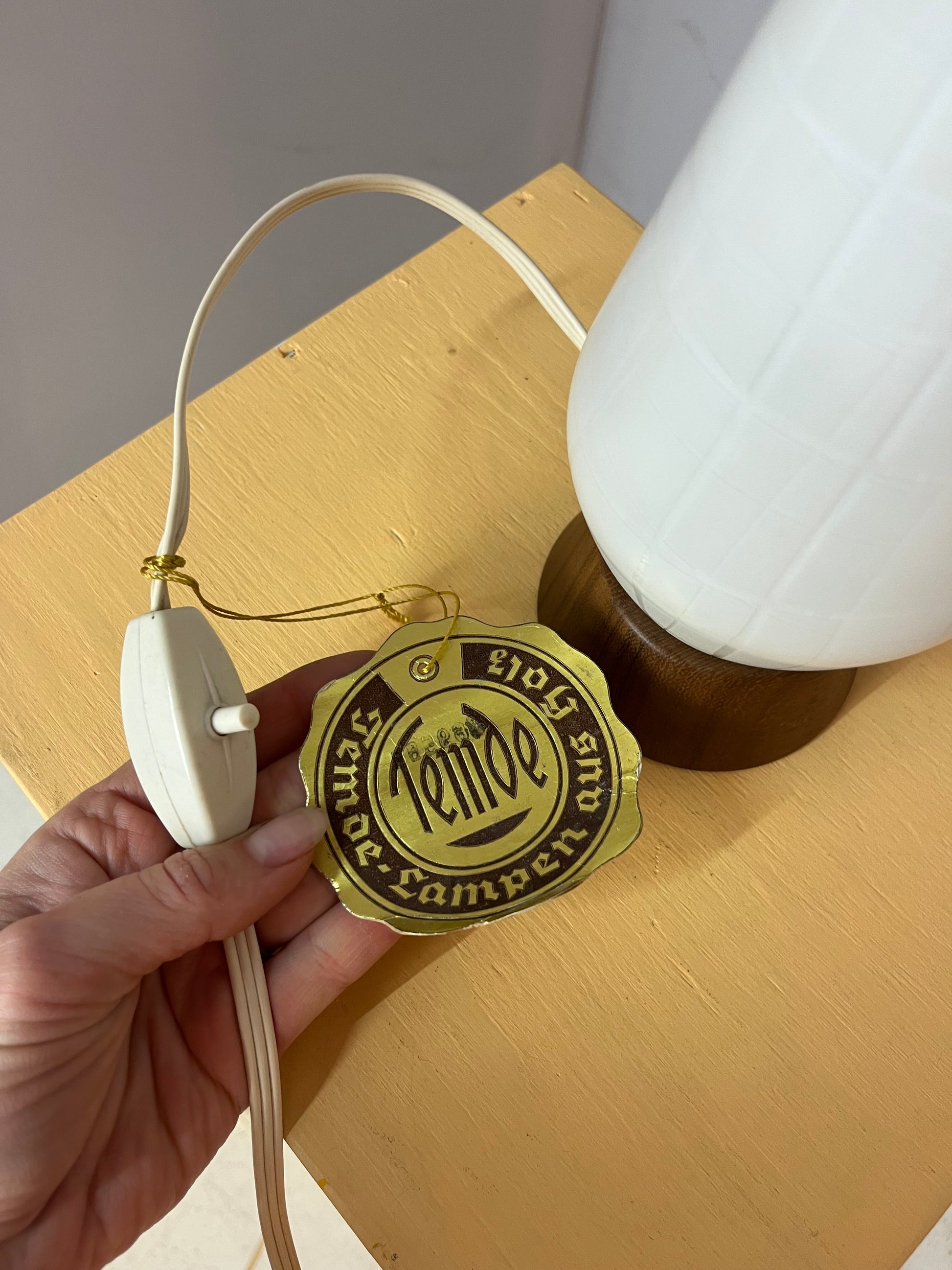 Tischlampe Teak Glas von Temde