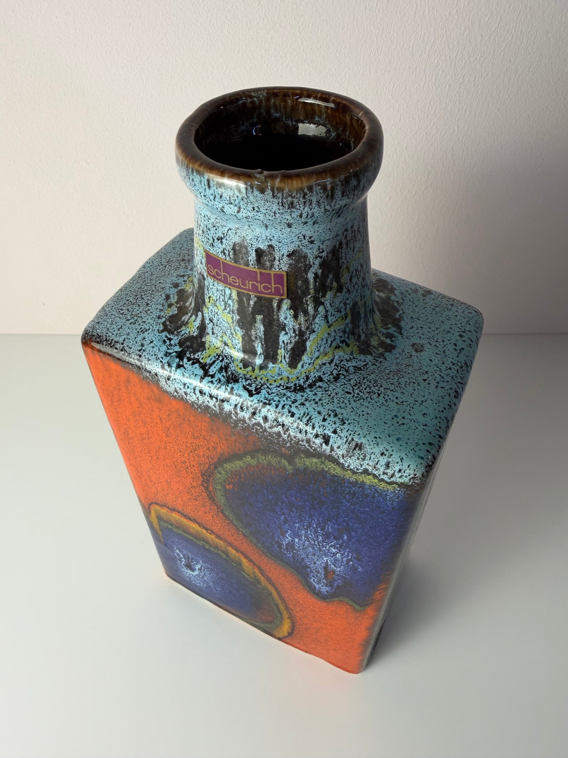 Vase 281-30 Fat Lava blau rot von on Scheurich West Germany
