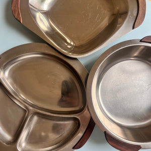 Set: 3x Tablett Stainless Steel mit Palisander Griffen aus Dänemark
