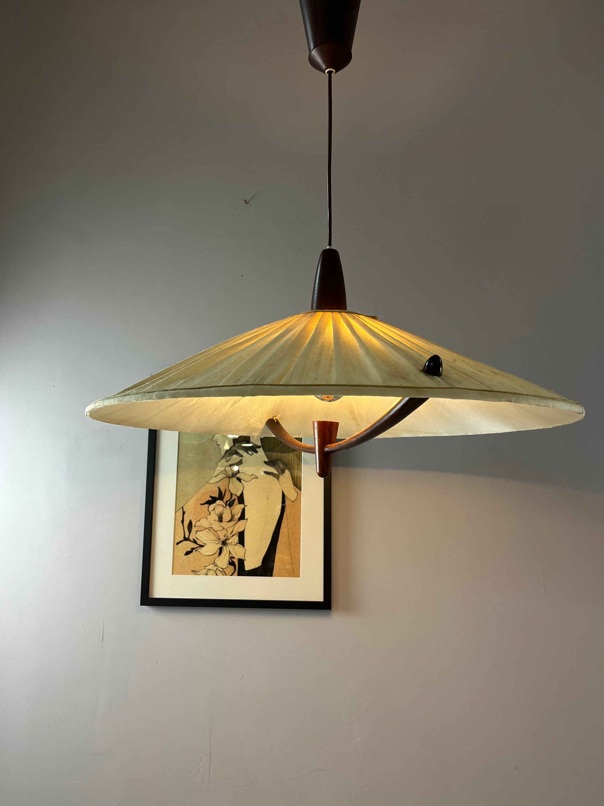 Hängelampe beige braun Teak von Temde