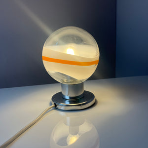 Tischlampe weiß orange Glas Chrom von Doria