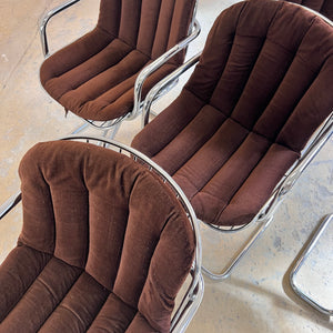 Freischwinger Chrom mit braunem Sitzkissen von Gastone Rinaldi für Rima