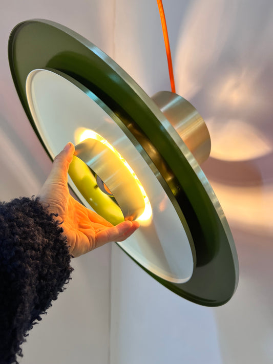 Lamellenlampe Trava grün orange von Carl Thore für Granhaga