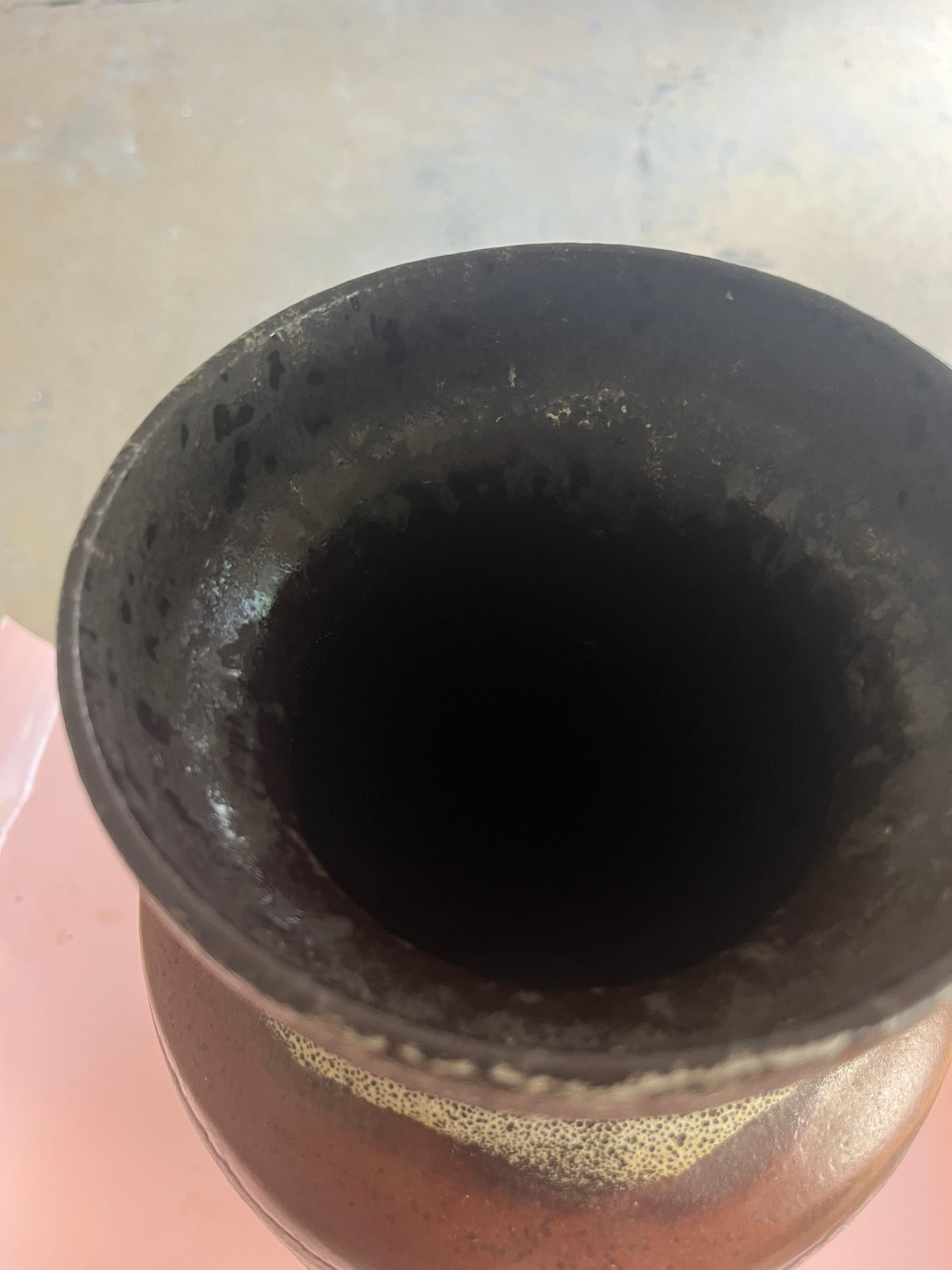Bodenvase 70-45 braun weiß von Bay Keramik West Germany