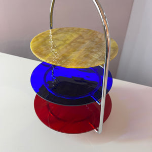 Etagere rot blau gelb Glas & Chrom