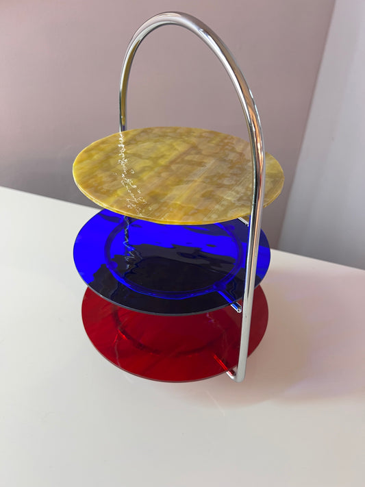 Etagere rot blau gelb Glas & Chrom