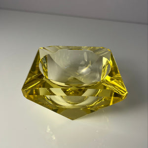 Aschenbecher gelb Kristallglas