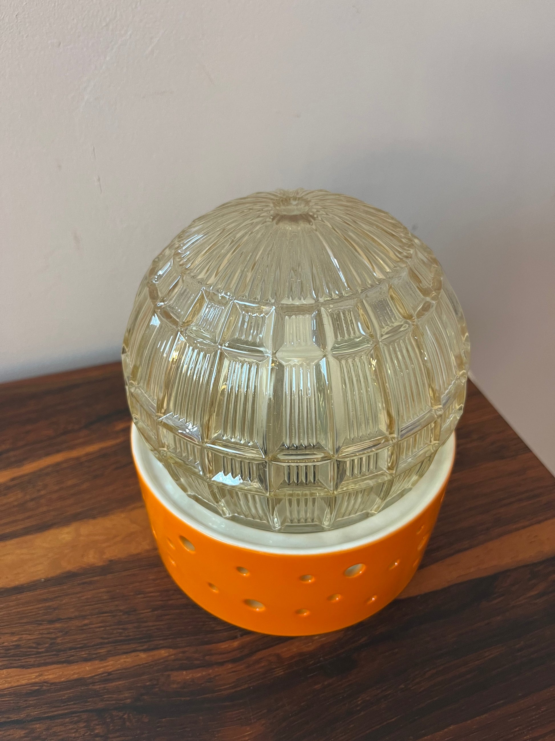 Tischlampe orange weiß von Gerold Porzellan Bavaria