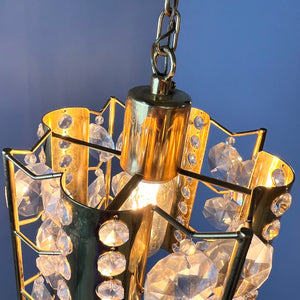 Hängelampe Messing Kristalle von Palwa
