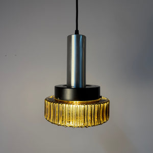 Hängelampe braun Glas Metall