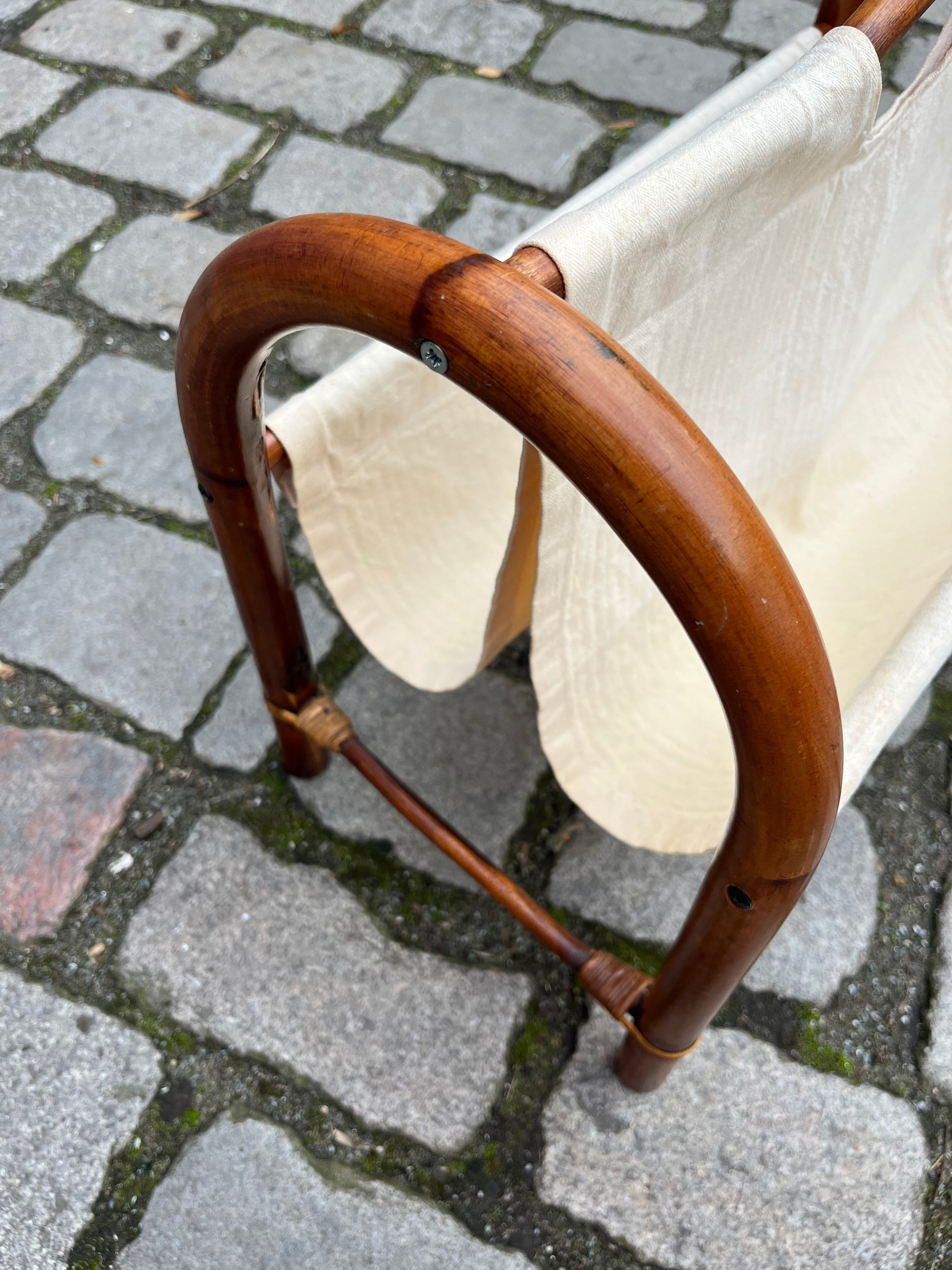 Zeitungsständer creme Bambus Webstoff