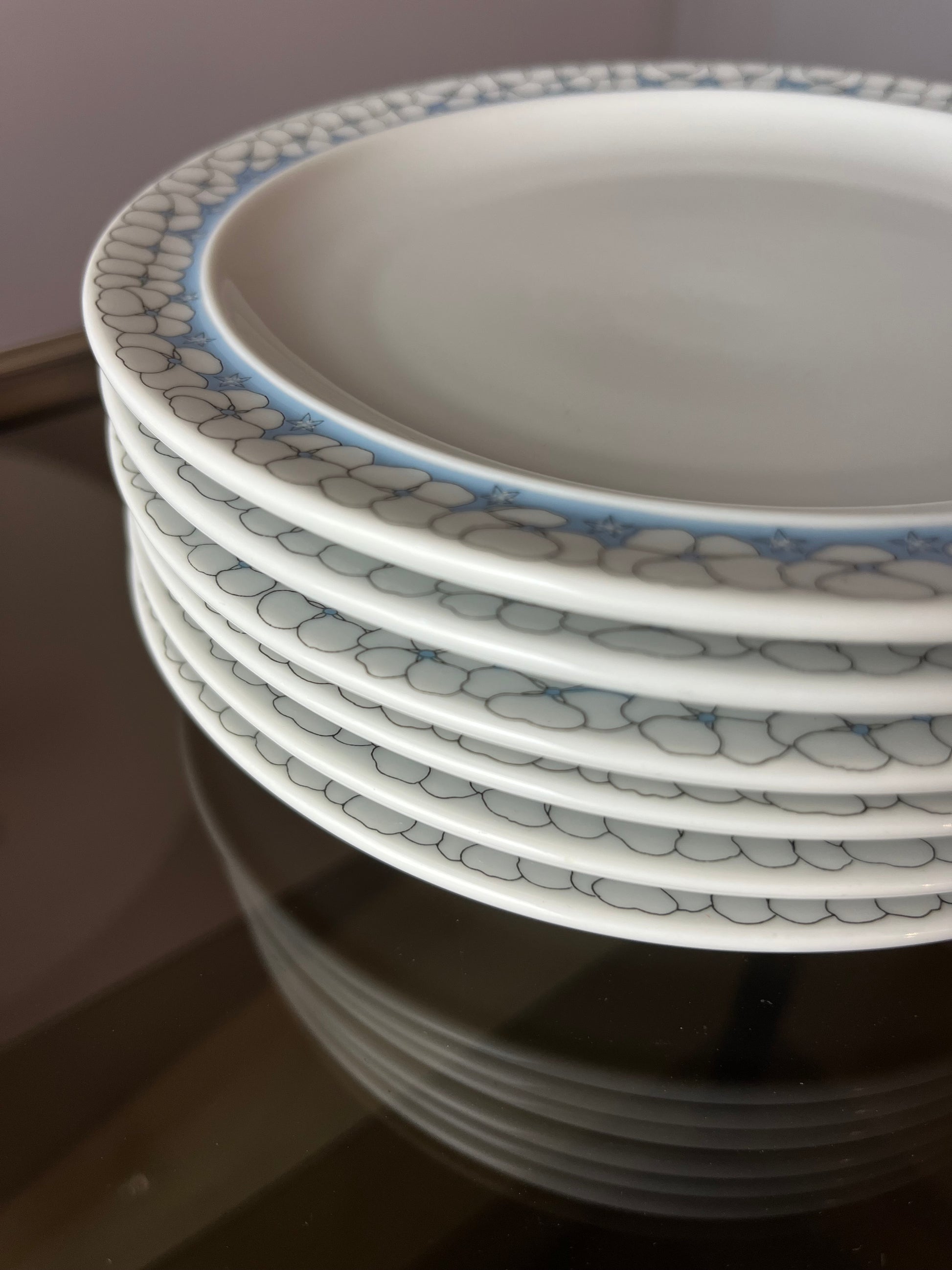 Set: 6x Kuchenteller Kiruna Garden weiß blau von Thomas