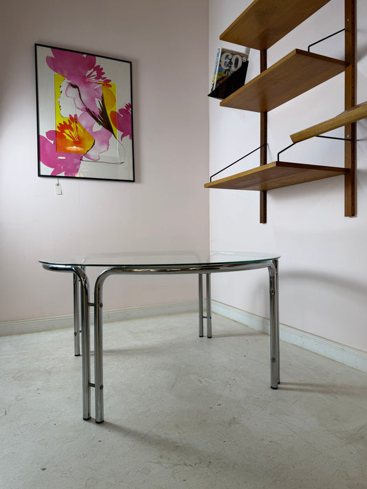 Runder Couchtisch Glas & Chrom