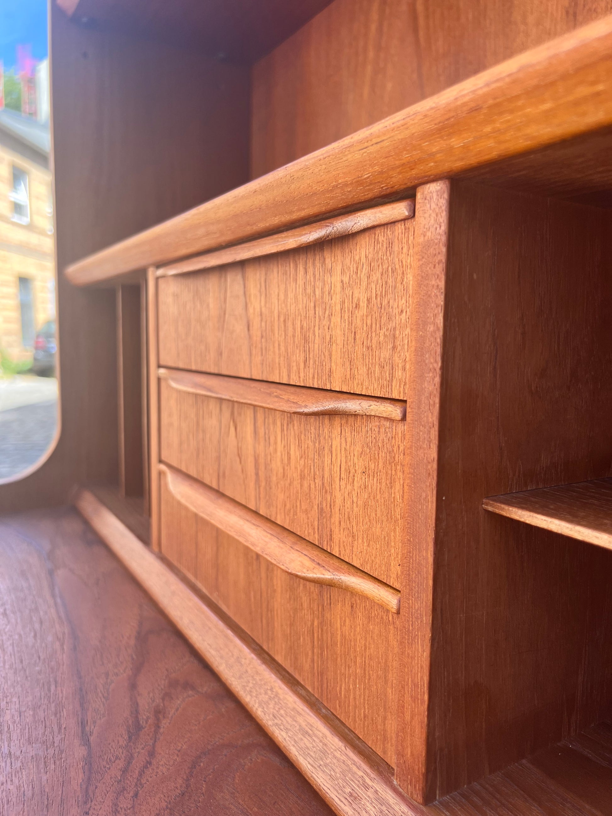 Bücherregal Teak mit Sekretär & Ausziehplatte aus Dänemark