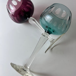 Set: 2x Römer Weinglas blau rot Kristallglas