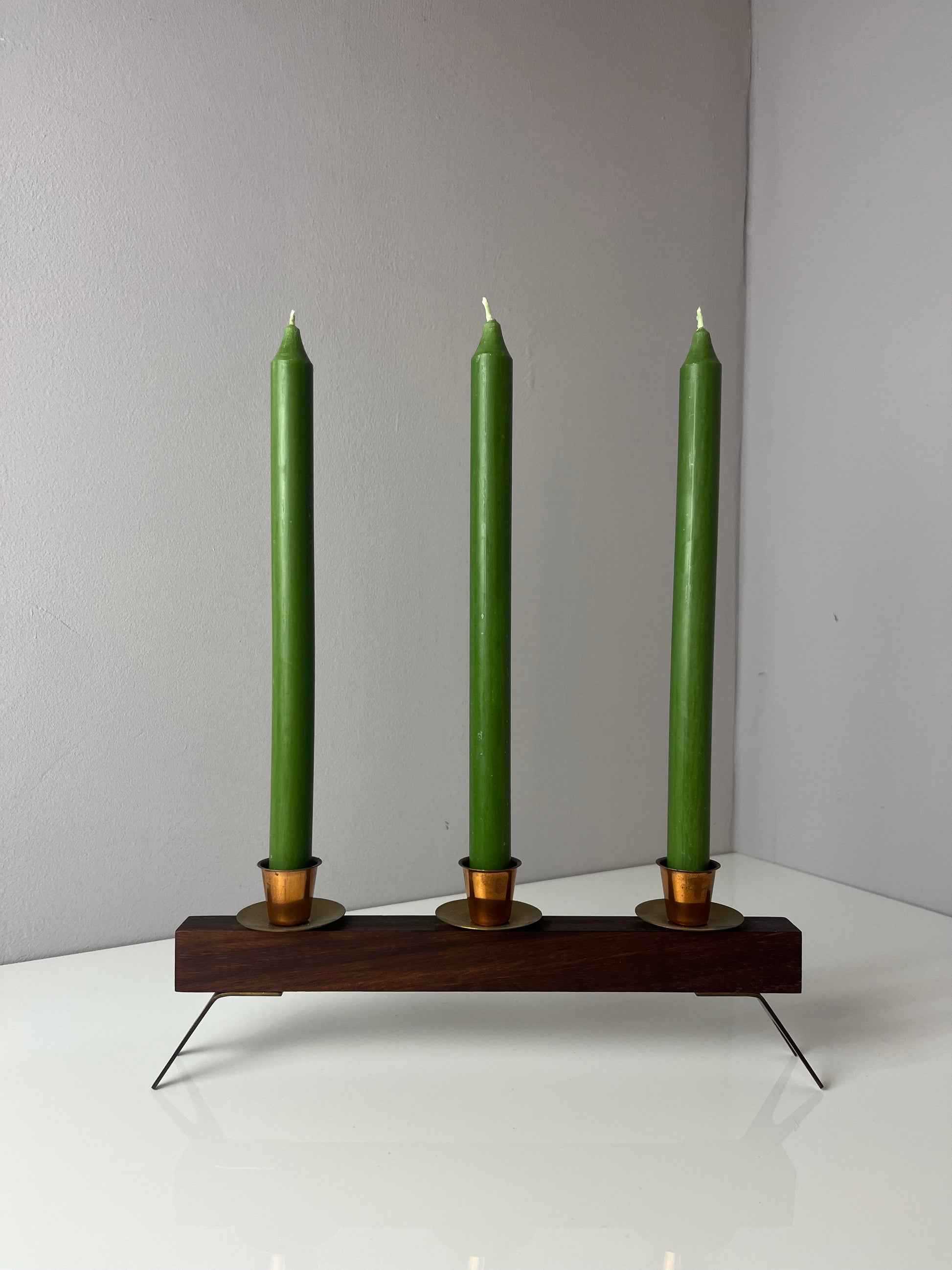 Kerzenständer Teak Messing