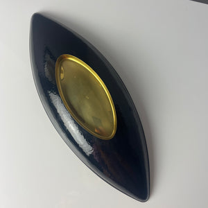 Längliche Schale blau apricot Emaille