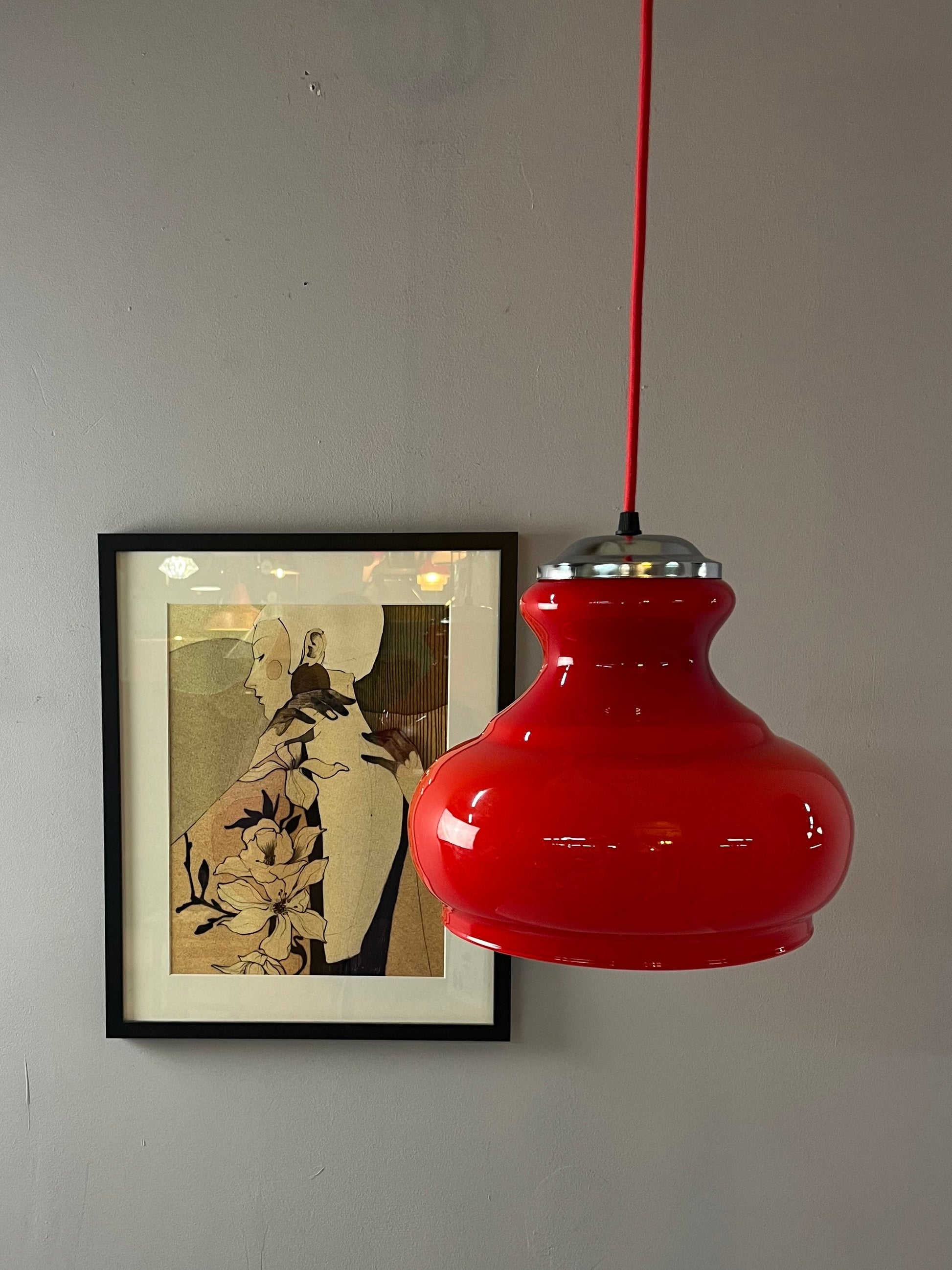 Hängelampe rot Glas