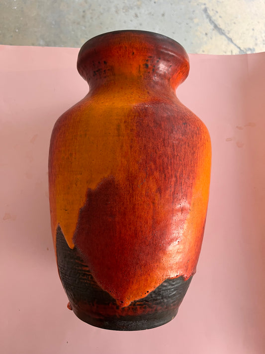 Vase 7312-30 Fat Lava orange rot von Carstens Keramik West Germany