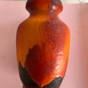 Vase 7312-30 Fat Lava orange rot von Carstens Keramik West Germany