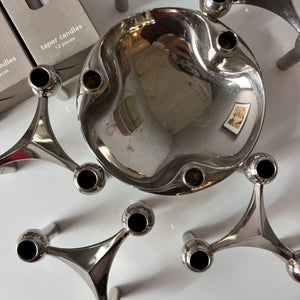 Set: 5 Kerzenständer und 1 Schale mit 3 Packungen Kerzen von Stoff & Nagel