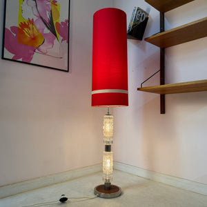 Stehlampe rot Glas Chrom von Fischer Leuchten