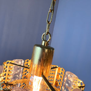 Hängelampe Glas Messing von Carl Fagerlund für Orrefors