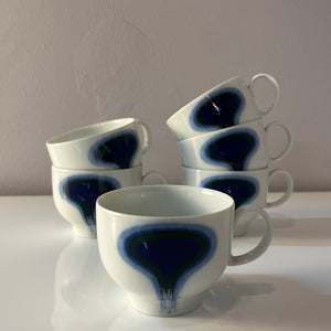 Set: 6x Tasse Form F Pop Art blau weiß von Fürstenberg