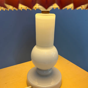 Tischlampe weiß Glas mit rosa Schirm