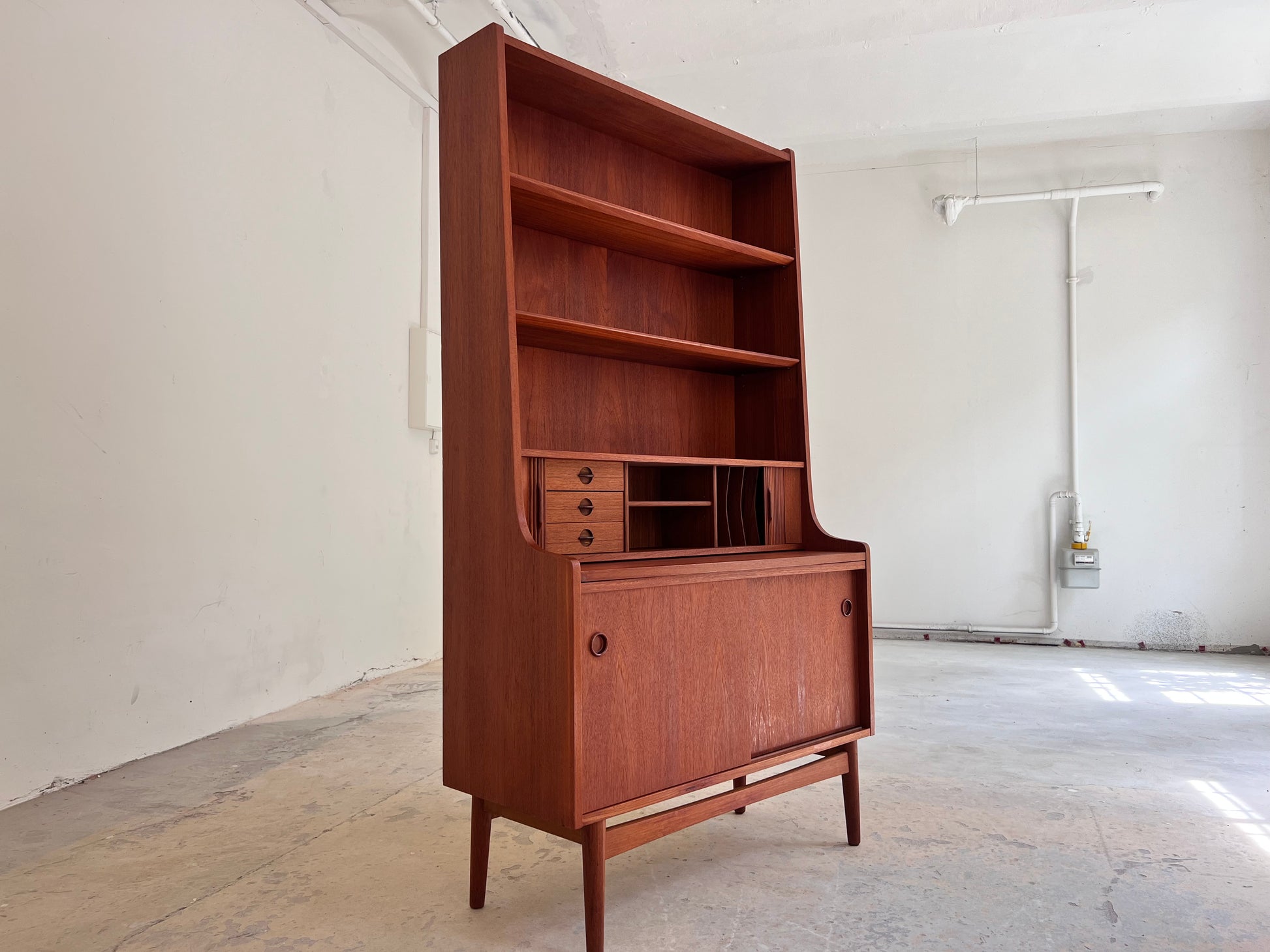 Bücherregal Teak mit Sekretär & Ausziehplatte von Johannes Sorth für Nexø