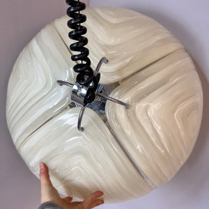 Hängelampe weiß Chrom handgearbeitet von Cristallux