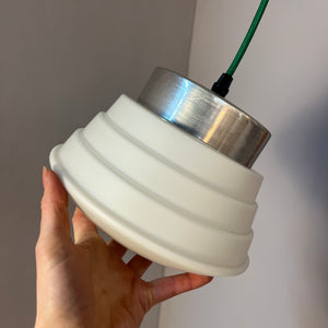 Hängelampe weiß silber Glas