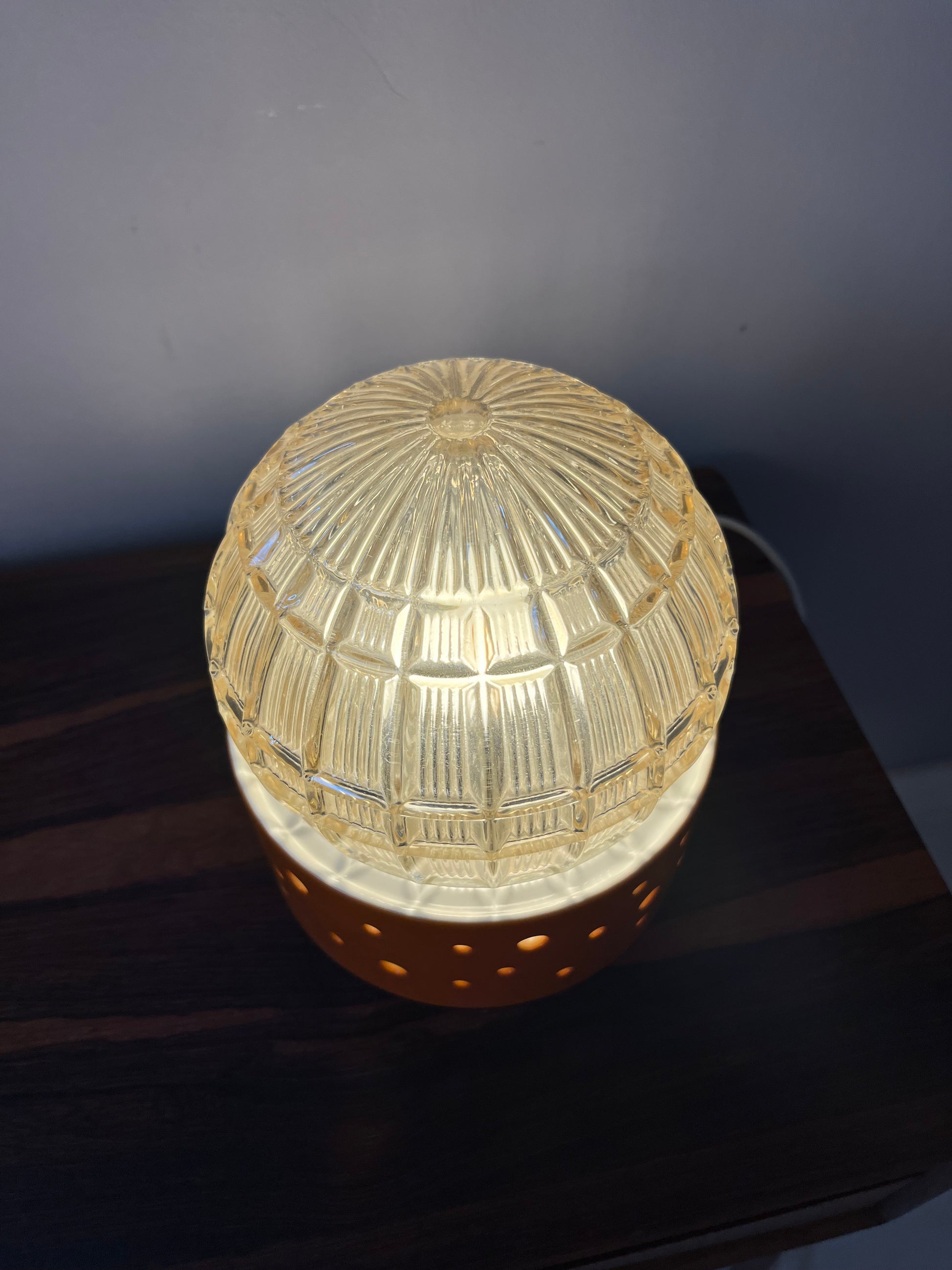 Tischlampe orange weiß von Gerold Porzellan Bavaria
