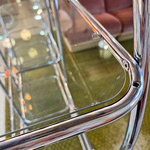 Rundes Regal / Raumteiler Chrom & Glas - Designklassiker