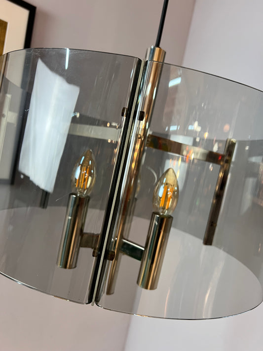 Hängelampe Chrom & Rauchacryl