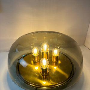 Wand-/ Deckenlampe Messing Rauchglas von Kaiser Leuchten