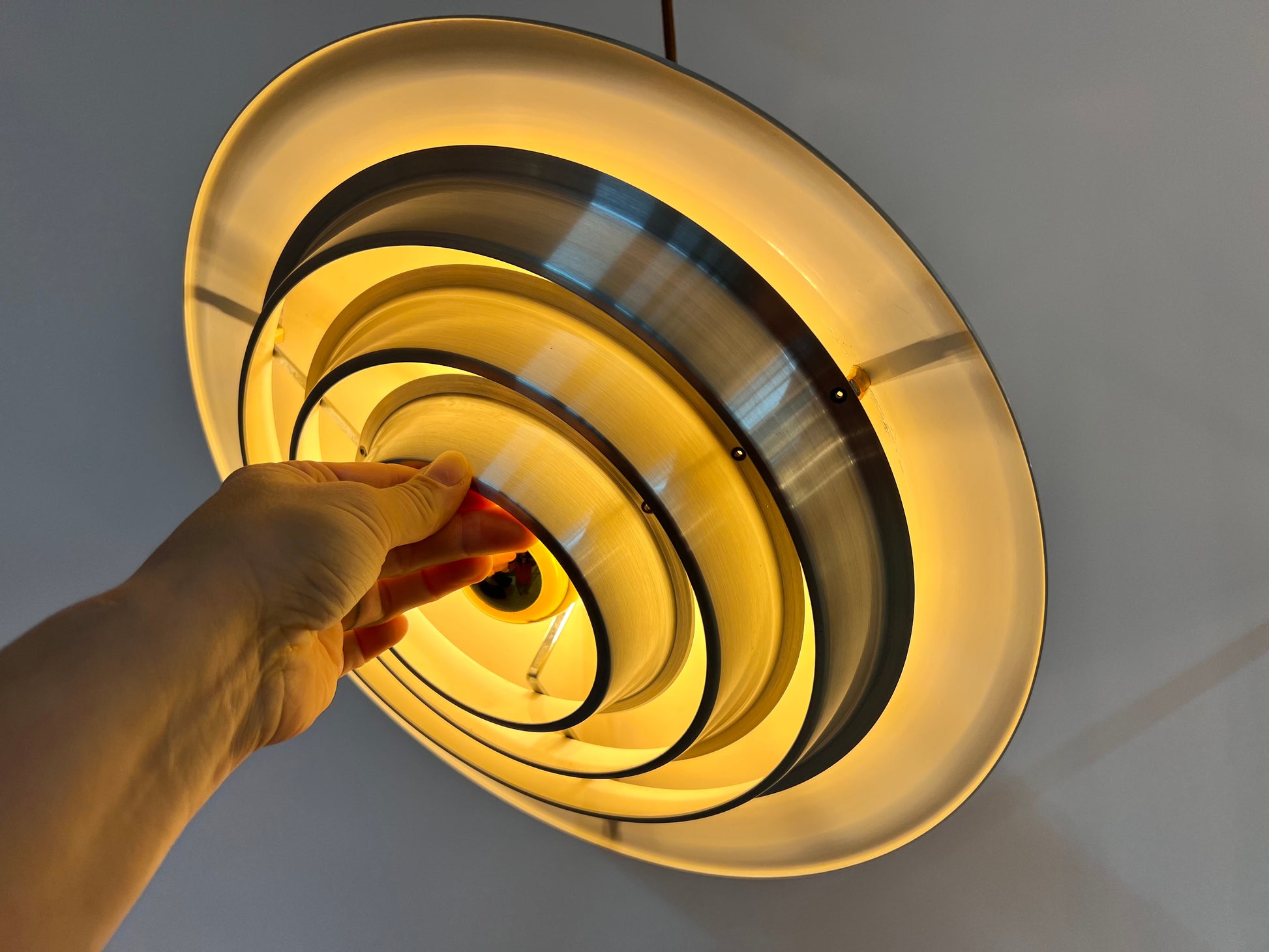 Lamellenlampe silber von Erik Jensen für Teknika