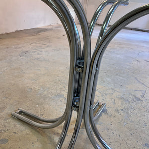 Runder Esstisch ∅ 110 cm Glas & Chrom von Gastone Rinaldi